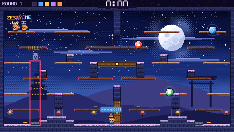 A ghost floats near a spring, with the gadget outlined in the ghost's colour